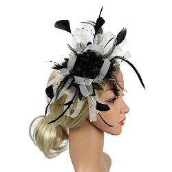 Fascinator Schwarz Women's Tea Party Wedding Baseball Caps Pillbox Schleier Hut Headband Elegant Hair Accessory Hat for Cocktail Party Wedding Fascinators 1920s Fascinators Hut von QIFLY