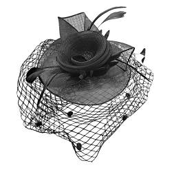 Fascinator Schwarz Women's Vintage Accessories Mesh for Costume Carnival Theme Party Feder Kopfschmuck Fascinator Hochzeit Fascinator Wedding Ascot Hat Birdcage Veil von QIFLY