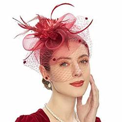 Fascinator Schwarz Women's Vintage Accessories Wedding Cocktail Tea Party for Women and Girls Feder Netz Schleier Party Hüte Bridal Wedding Tea Party Fascinator Veil for Women von QIFLY