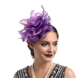 Kopfschmuck Fascinator Damen Elegant Fascinator Haarreif Für Hochzeit Cocktail Vintage Banquet Headwear Fascinators Hat Headband with Hat Bunker Hat von QIFLY