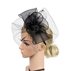 Kopfschmuck Fascinator Damen Elegant Fascinator Haarreif Für Hochzeit Pillbox Schleier Hut Feder Netz Schleier Party Hüte Blume Feder Fascinator Hut von QIFLY