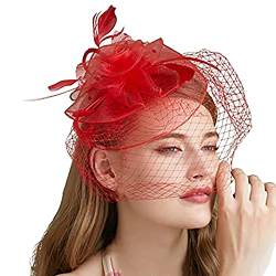 Kopfschmuck Fascinator Women's Elegant Summer Fascinator Bridal Hat Pillbox Schleier Hut Frauen Feder Fascinator Hut Ball Headband for Headband von QIFLY