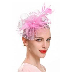 Kopfschmuck Fascinator Women's Vintage Accessories Wedding Tea Party Hair Accessory Feather Flower Veil Bowler Bride Hat for Cocktail Wedding Fascinator Hüte Für Frauen von QIFLY