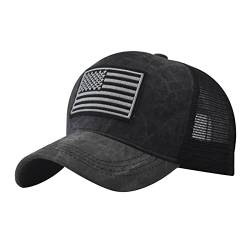 QIFLY Unisex Adjustable Snapback Cap Herren Damen Verstellbar Usa Baseball Cap Usa Flag Patch Military Army Cap Baseball Cap Adjustable Trucker Hat von QIFLY