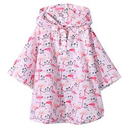 QIKADO Regenbekleidung Kinder Wiederverwendbar Regenponcho Kinder Wasserdicht Jungen/Mädchen Flamingo Rot 5-8jahre von QIKADO