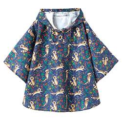 QIKADO Regencape Kinder Mädchen Regenmantel Regenponcho Regenjacke mit Kapuze Wasserdichtes Winddicht Netter Waschbär/M von QIKADO