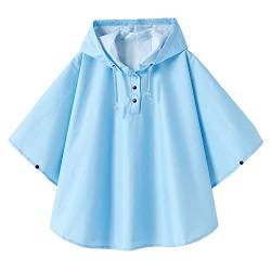 QIKADO Regencape Kinder mit Extra Langem Rücken für Schulranzen, Knopfverschlüsse an den Seiten, ist Leicht und hat ein Atmungsaktives Hellblau XL 134/152 von QIKADO