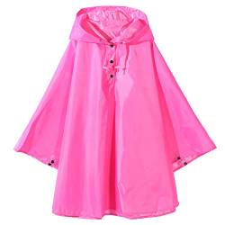 QIKADO Regenponcho für Kinder Jungen Mädchen Wiederverwendbar Ultraleicht Ungefüttert mit Tasche Rose L von QIKADO