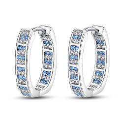 QIKAOLA 925 Sterling Silber Ohrringe U Shaped Hoop Ohrringe mit Multicolor Cubic Zirkonia Hypoallergene Groß Hoop Ohrringe für Frauen Mädchen von QIKAOLA