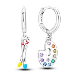 QIKAOLA 925 Sterling Silber Ohrringe für Frauen Bunte Creolen Ohrringe Hypoallergen Silber Creolen Ohrringe für Damen und Mädchen von QIKAOLA