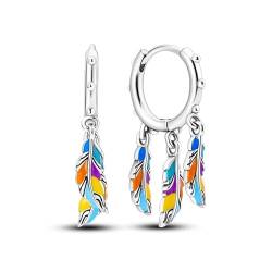 QIKAOLA 925 Sterling Silber Ohrringe für Frauen Bunte Creolen Ohrringe Hypoallergen Silber Creolen Ohrringe für Damen und Mädchen von QIKAOLA