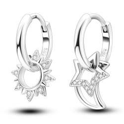 QIKAOLA Silber-Ohrringe für Frauen 925 Sterling Silber Creolen Bunte Huggie-Ohrringe für Mädchen Schmuck Geschenke von QIKAOLA
