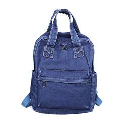 QIKEGooods Jeans-Rucksack für Damen, multifunktional, Schulrucksack, Jeans-Rucksack für Teenager, leicht, lässig, Segeltuch-Rucksack, dunkelblau, One size von QIKEGooods