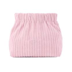 Tragbare Mini-Kosmetiktasche für Damen, kleine Tasche mit Quetschung für Make-up, Karten, Schmuckverschluss, rose, Corduroy von QILTON