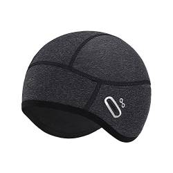 QIMEI-SHOP Fahrrad Mütze Winddicht Helm-Unterziehmütze Atmungsaktiv Thermal Skull Cap Wintermütze für Herren Damen Radfahren Skifahren Laufen Grau von QIMEI-SHOP