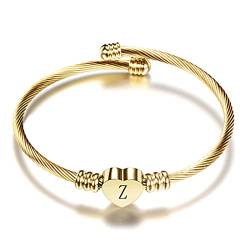 QIN Mode Mädchen Gold Farbe Herz Armband Armreif Mit Buchstaben Mode Anfangsalphabet Charms Armbänder Für Frauen von QIN
