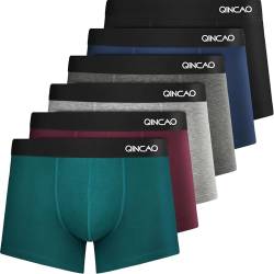 QINCAO Boxershorts Herren 6er Pack Ohne Kratzenden Zettel Männer Unterwäsche Baumwolle(Gr. S - 4XL) von QINCAO