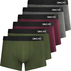 QINCAO Boxershorts Herren 6er Pack Ohne Kratzenden Zettel Männer Unterwäsche Baumwolle(Gr. S - 4XL) von QINCAO