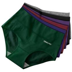 QINCAO Unterhosen Damen 6er Pack Unterwäsche Stretch Baumwolle Slips Weich Pantys Hohe Taillen Slip von QINCAO