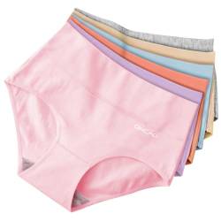 QINCAO Unterhosen Damen 6er Pack Unterwäsche Stretch Baumwolle Slips Weich Pantys Hohe Taillen Slip von QINCAO