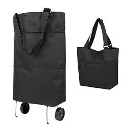 QINGCHU Faltbare Einkaufstasche mit Rädern,Faltbare Trolley-Taschen, faltbare Trolley-Tasche auf Rädern for Frauen, wiederverwendbare Multifunktions-Einkaufstasche, Reisetasche, robuste Kapazität von QINGCHU