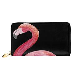 Flamingos Reißverschluss Leder Geldbörse für Frauen Clutch Tasche Reise Kartenhalter Geldbörse Geschenk Flamingos One Size Modern, Flamingos, Einheitsgröße, Modern von QINGIXIN