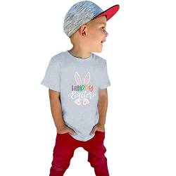 Kinder Kleinkind Baby Boy Ostern T-Shirt Kurzarm Glückliche Ostern Tee Shirts Rundhals Pullover Tops Sommer Freizeitkleidung (Grey, 2-3 Years) von QINQNC