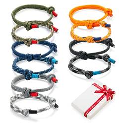 10 Stück Cool Geflochtene Armbänder Set für Mann Frau, Bunt Marine Seil Schnur Nautische Surf Armband für Männer Herren Jungs kinder jungen junge, Navy Seil String Stoff Armreif Einstellbar Geschenk von QIUJUNDE