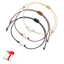 3 Stück Silber Schutzengel Glücksarmband Set, BFF Freundschaft Damen Armbänder Stoff Zum Zuziehen Engel Glücksbringer Armband Geschenk für Teenager Kinder Mädchen Frauen Beste Freundin Taufe Kommunion von QIUJUNDE