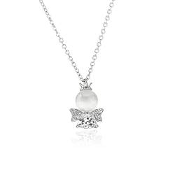 Engel Kette 925 Sterling Silber mit Schutzengel Anhänger für Frauen Damen,Glitzer Zirkonia Perlen Schutzengel Halskette Freundschaft Ketten Schmuck Geschenke für Baby Kinder Mädchen Taufe Kommunion von QIUJUNDE