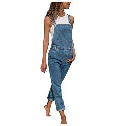 QIUhhpuy Damen Latzhose Jeans Boyfriend Denim Overall Jumpsuit Used-Look Sommeroverall Jeanslatzhose Damen Latzhose Jeans Lange Hose Denim Overall Jumpsuit Playsuit Jeans Vintage von QIUhhpuy