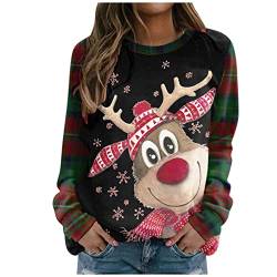 QIUhhpuy Damen Weihnachtspullover Damen Weihnachtsthema Sweater Xmas Weihnachten Frauen Langarm Winterpullover Winter Pullover Weihnachtspullover Damen Sweatshirt Pulli Locker Tops Bluse Oberteile von QIUhhpuy