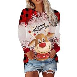 QIUhhpuy Damen Weihnachtspullover Damen Weihnachtsthema Sweater Xmas Weihnachten Frauen Langarm Winterpullover Winter Pullover Weihnachtspullover Damen Sweatshirt Pulli Locker Tops Bluse Oberteile von QIUhhpuy