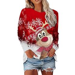 QIUhhpuy Damen Weihnachtspullover Damen Weihnachtsthema Sweater Xmas Weihnachten Frauen Langarm Winterpullover Winter Pullover Weihnachtspullover Damen Sweatshirt Pulli Locker Tops Bluse Oberteile von QIUhhpuy