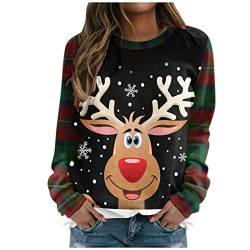 QIUhhpuy Damen Weihnachtspullover Damen Weihnachtsthema Sweater Xmas Weihnachten Frauen Langarm Winterpullover Winter Pullover Weihnachtspullover Damen Sweatshirt Pulli Locker Tops Bluse Oberteile von QIUhhpuy