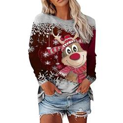 Weihnachtspullover Damen Langarm Sweatshirt Rundhals Weihnachtspulli Elegant Weihnachten Pullover Damen Winter Weihnachts Pullis Casual Christmas Sweat Oberteile Tops für Frauen Teenager Mädchen von QIUhhpuy