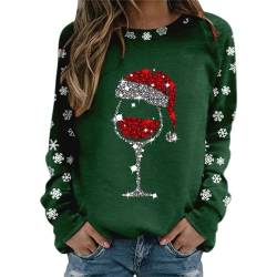 Weihnachtspullover Damen Langarm Sweatshirt Rundhals Weihnachtspulli Elegant Weihnachten Pullover Damen Winter Weihnachts Pullis Casual Christmas Sweat Oberteile Tops für Frauen Teenager Mädchen von QIUhhpuy