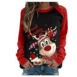 Weihnachtspullover Damen Langarm Sweatshirt Rundhals Weihnachtspulli Elegant Weihnachten Pullover Damen Winter Weihnachts Pullis Casual Christmas Sweat Oberteile Tops für Frauen Teenager Mädchen von QIUhhpuy