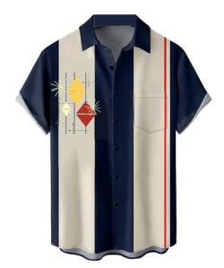 QIVICIMA Herren Retro Bowling Shirts 50er Jahre Rockabilly Style Button Down Shirts Cuban Style Camp Shirt, 1 B1 Classics, XL von QIVICIMA