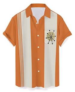 QIVICIMA Herren Retro Bowling Shirts 50er Jahre Rockabilly Style Button Down Shirts Kuban Style Camp Shirt, 1 A32 Retro, XX-Large von QIVICIMA
