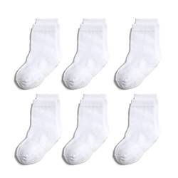 QIYIENDIAN 6 Paar rutschfeste, kuschelige, warme Rundsocken mit Griffen für Babys, Kleinkinder, Kinder, Jungen, Mädchen（3-5 Jahre，2-D-Weiß） von QIYIENDIAN