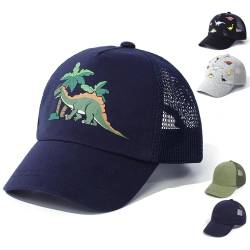 QIYIENDIAN Baby Kleinkind Baseballkappen einstellbar Sonne Hüte Dinosaurier Feste Farbe Hut Kinder Jungen Mädchen(Navy Blue Dinosaur,1-3Years) von QIYIENDIAN