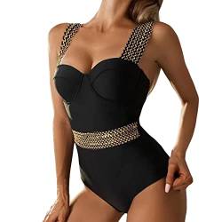 Damen Shape Push Up Badeanzug Gold Pailletten Träger Sexy Badeanzug Badeanzug 46 D von QJDFLL