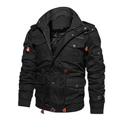 QJDFLL Herren Winter Large Größe Kapuzen-Outdoor-Mulitaschen Fit-Snap-Jacke Outdoor-warme weiche Jacke Karo Kleid von QJDFLL