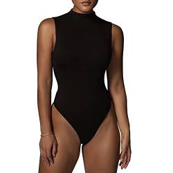 QKEPCY Damen Body Bodysuit Ohne Ärmel Halbhoher Kragen Slim Bodies Oberteil Overall Sexy Unterziehbody Blusebody Elegant Schmal Bodys Tops Classics Damen Top Jumpsuit (L) von QKEPCY