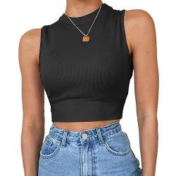 QKEPCY Damen Rückenfrei T-Shirt Y2K Ärmellos Crop Top Sexy Rücken Cut Out Oberteile Party Sommer Oberteile Sexy Weste Basic T-Shirt Slim Fit Cut Out Gerippt Tank Tops (L) von QKEPCY