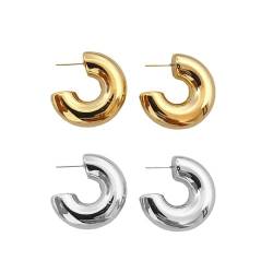 QKEPCY Mode Ohrringe für Damen 2 Paar Creolen Ohrringe Set Rhombus Earrings Hoop Earrings Geschenke für Frauen Damen-Schmuck Ohrringe Alloy Schmuck von QKEPCY