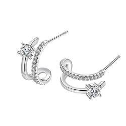 QKEPCY Ohrringe für Damen Creolen Ohrringe Doppelschichtige Zirkonohrringe Braut-Anhänger Ohrringe Hypoallergen Ohrringe Weihnachten Schmuck Hoop Earrings Geschenke für Damen-Schmuck von QKEPCY