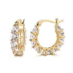 QKEPCY Ohrringe für Damen Creolen Ohrringe mit Zirkonia Braut-Anhänger Ohrringe Hypoallergen Ohrringe Weihnachten Schmuck Hoop Earrings Geschenke für Damen-Schmuck von QKEPCY