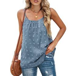 QKEPCY Tank Top Damen Bluse Damen Elegant ärmellose t-Shirt Crop Tops Shirt Mädchen Sexy Weste Shirt Strand Vest Top Bluse Basic Tunika Casual Lose Shirt (Blau L) von QKEPCY